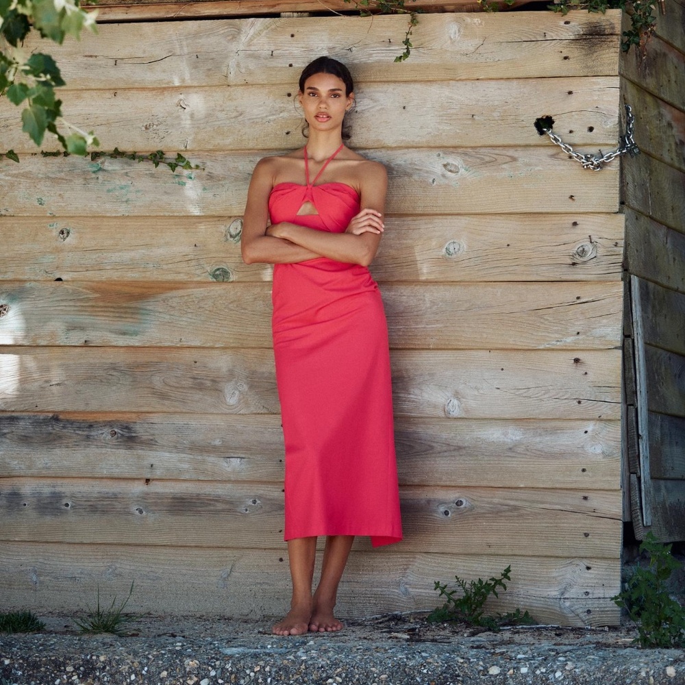 NWT - Zara Linen Cut Out Midi Dress